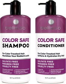 Color Safe Shampoo and Conditioner Set For Protecting Dyed and Treated Hair Against Fading Sulfate and Paraben Free Anti Fade Moisturizing Care P