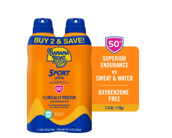 Banana Boat Sport Ultra SPF 50 Sunscreen Spray Twin Pack, Spray Sunscreen, Adult Sunblock, 6 oz each