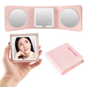 PU Trifold Mirror Powder (Color: Pink)